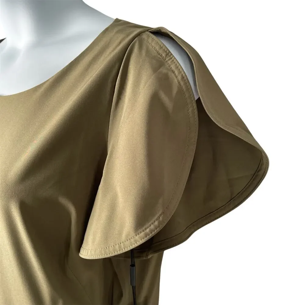 Calvin Klein Romper Womens 16 Army Green Sash Tie Pockets Short Split Sleeves - Picture 4 of 9